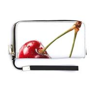 Jubonexis Single Pair of Red Cherries PU Leather Clutch Long Bifold Wallet, Coin Purse Credit Pass Case, Durable Card-Holder Money Storage for Women Men