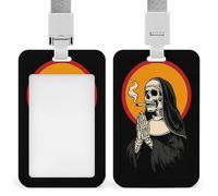 Jubonexis Skeleton Nun Praying Hands ID Badge Holder Retractable Clip Card Holder Card Protector Name Badge Name Tag for Work Office Doctor Nurse