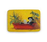 Jubonexis Skeleton Reading in A Red Bathtub Bathroom Door Rug Mat, Extra Soft Coral Velvet Floor Mat, Rapid Water Absorption Non Slip Comfortable Bath Rugs Mats 19.7"x31.5"