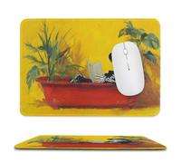 Jubonexis Skeleton Reading in A Red Bathtub Mouse Pad, Small Office Computer Mouse Pads for Desk Laptop with Non-Slip Rubber Base Mouse Mat, Gaming Mouse Pads