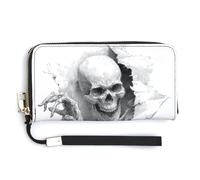 Jubonexis Skeleton Tearing Through The Paper PU Leather Clutch Long Bifold Wallet, Coin Purse Credit Pass Case, Durable Card-Holder Money Storage for Women Men