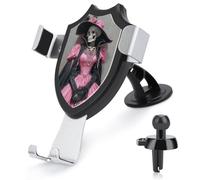 Jubonexis Skeleton Wearing Pink Dress Black Cape Car Phone Holder Mount Triangle Clip Base Air Vent Cell Phone Car Mount Automotive Accessories for 4-6 Inches Cell Smartphones