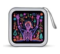Jubonexis Skeleton Wearing Santa Hat Christmas CD Case DVD Storage Case Portable