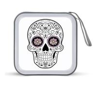 Jubonexis Skull in Black and White Simple CD Case DVD Storage Case Portable for Car Home Travel