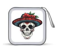 Jubonexis Skull in Mexican Hat CD Case DVD Storage Case Portable
