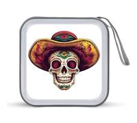 Jubonexis Skull in Mexican Hat Flower CD Case DVD Storage Case Portable
