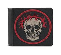 Jubonexis Skull with Thorn Crown Soft PU Leather Bifold Wallet, Coin Purse Credit Pass Case, Durable Card-Holder Slim Billfold for Men Woman Money Storage