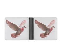 Jubonexis Slim Pink Dove in Flight Soft PU Leather Bifold Wallet, Coin Purse Credit Pass Case, Durable Card-Holder Slim Billfold for Men Woman Money Storage
