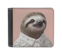 Jubonexis Sloth Wearing A Shirt with Lace Soft PU Leather Bifold Wallet, Coin Purse Credit Pass Case, Durable Card-Holder Slim Billfold for Men Woman Money Storage