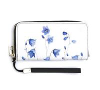 Jubonexis Small Bluebell Flowers PU Leather Clutch Long Bifold Wallet, Coin Purse Credit Pass Case, Durable Card-Holder Money Storage for Women Men