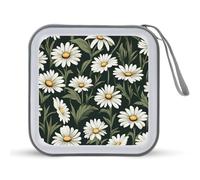 Jubonexis Small Daisy Floral Pattern CD Case DVD Storage Case Portable for Car Home Travel