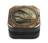 Jubonexis Small Jewelry Box Dinosaur's Head Old Ship Porthole Portable PU Leather Mini Display Storage Holder Boxes Travel Jewelry Case for Women
