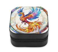 Jubonexis Small Jewelry Box Phoenix Soaring in The Sky Portable PU Leather Mini Display Storage Holder Boxes Travel Jewelry Case for Women