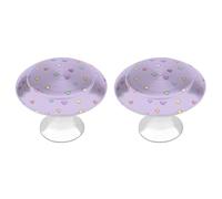 Jubonexis Small Pastel Hearts Scattered on Light Purple Round Drawer Cabinet Knobs Handles with Screws,2 Pcs, Drawer Dresser Knob Pulls Decor for Wardrobe Cupboard Home Office Kitchen