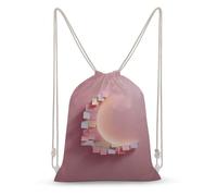 Jubonexis Small Pastel Sticky Notes Crescent Moon Silhouette Drawstring Backpack Canvas String Bag Lightweight Sports Gym Bag for Men Women