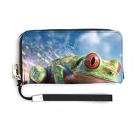 Jubonexis Small Tree Frog Flying Through The Sky PU Leather Clutch Long Bifold Wallet, Coin Purse Credit Pass Case, Durable Card-Holder Money Storage for Women Men