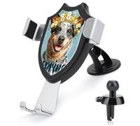 Jubonexis Smiling Cattle Dog Wearing Daisy Flower Wreath Car Phone Holder Mount Triangle Clip Base Air Vent Cell Phone Car Mount Automotive Accessories for 4-6 Inches Cell Smartphones