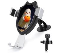 Jubonexis Smiling Ghost Holding A Halloween Pumpkin Car Phone Holder Mount Triangle Clip Base Air Vent Cell Phone Car Mount Automotive Accessories for 4-6 Inches Cell Smartphones