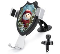 Jubonexis Smiling Snowman Holly Leaves Car Phone Holder Mount Triangle Clip Base Air Vent Cell Phone Car Mount Automotive Accessories for 4-6 Inches Cell Smartphones