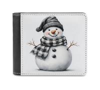 Jubonexis Smiling Snowman Watercolor Aesthetic Soft PU Leather Bifold Wallet, Coin Purse Credit Pass Case, Durable Card-Holder Slim Billfold for Men Woman Money Storage