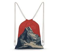 Jubonexis Snow-capped Mountain Peak Minimalist Drawstring Backpack Canvas String Bag Lightweight Sports Gym Bag for Men Women