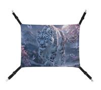 Jubonexis Snow Leopard with Blue Eyes Breathable Pet Hammock with Adjustable Straps Reversible Cat Hanging Bed Dog Mats