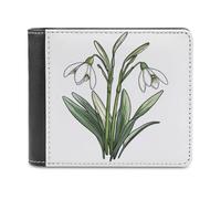 Jubonexis Snowdrop Flower Soft PU Leather Bifold Wallet, Coin Purse Credit Pass Case, Durable Card-Holder Slim Billfold for Men Woman Money Storage