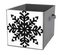 Jubonexis Snowflake Simple Black And White Cube Storage Bins Storage Cubes Foldable Decorative Fabric Storage Baskets Home Organizers with Handles for Shelves,Closet, 27x27 CM
