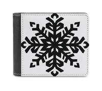 Jubonexis Snowflake Simple Black and White Soft PU Leather Bifold Wallet, Coin Purse Credit Pass Case, Durable Card-Holder Slim Billfold for Men Woman Money Storage