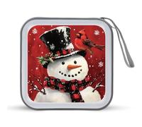 Jubonexis Snowman Black Top Hat Red Bird CD Case DVD Storage Case Portable for Car Home Travel
