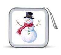 Jubonexis Snowman Wearing Black Top Hat Red Scarf CD Case DVD Storage Case Portable for Car Home Travel