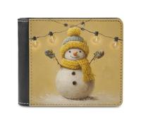 Jubonexis Snowman Wearing Knit Yellow Hat Soft PU Leather Bifold Wallet, Coin Purse Credit Pass Case, Durable Card-Holder Slim Billfold for Men Woman Money Storage