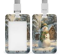 Jubonexis Snowman Winter Clothes in The Snow Forest ID Badge Holder Retractable Clip Card Holder Card Protector Name Badge Name Tag for Work Office Doctor Nurse
