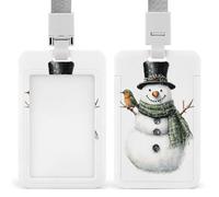 Jubonexis Snowman with Black Top Hat Bird ID Badge Holder Retractable Clip Card Holder Card Protector Name Badge Name Tag for Work Office Doctor Nurse