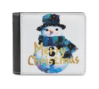 Jubonexis Snowman with Hat Scarf Merry Christmas Soft PU Leather Bifold Wallet, Coin Purse Credit Pass Case, Durable Card-Holder Slim Billfold for Men Woman Money Storage