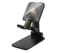 Jubonexis Snowy Owl Perched on A Wooden Post Cell Phone Stand Foldable Adjustable Phone Stand for Desk