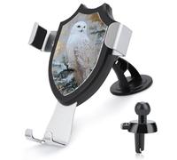 Jubonexis Snowy Owl Perched on Frosted Pine Car Phone Holder Mount Triangle Clip Base Air Vent Cell Phone Car Mount Automotive Accessories for 4-6 Inches Cell Smartphones