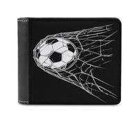 Jubonexis Soccer Ball Flies Into The Goal Soft PU Leather Bifold Wallet, Coin Purse Credit Pass Case, Durable Card-Holder Slim Billfold for Men Woman Money Storage