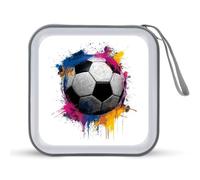 Jubonexis Soccer Ball with Paint Splatter CD Case DVD Storage Case Portable for Car Home Travel