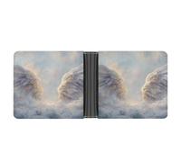 Jubonexis Soft Angel Wings Over Snowy Clouds Soft PU Leather Bifold Wallet, Coin Purse Credit Pass Case, Durable Card-Holder Slim Billfold for Men Woman Money Storage