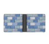 Jubonexis Soft Blue-Gray Running Bond Ceramic Wall Tiles Soft PU Leather Bifold Wallet, Coin Purse Credit Pass Case, Durable Card-Holder Slim Billfold for Men Woman Money Storage