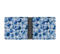 Jubonexis Soft Blueberry Blue Color and White Watercolor Soft PU Leather Bifold Wallet, Coin Purse Credit Pass Case, Durable Card-Holder Slim Billfold for Men Woman Money Storage