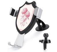 Jubonexis Soft Light Pink Hydrangeas Vintage Car Phone Holder Mount Triangle Clip Base Air Vent Cell Phone Car Mount Automotive Accessories for 4-6 Inches Cell Smartphones