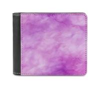 Jubonexis Soft Pink Purple Tie-dye Pattern Soft PU Leather Bifold Wallet, Coin Purse Credit Pass Case, Durable Card-Holder Slim Billfold for Men Woman Money Storage