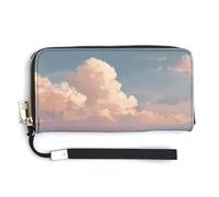 Jubonexis Soft Pink Rolling Hills PU Leather Clutch Long Bifold Wallet, Coin Purse Credit Pass Case, Durable Card-Holder Money Storage for Women Men