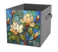 Jubonexis Southern Magnolia Tree in Bloom Cube Storage Bins Storage Cubes Foldable Decorative Fabric Storage Baskets Home Organizers with Handles for Shelves,Closet, 27x27 CM