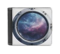 Jubonexis Space Planet Earth Spaceship Window Soft PU Leather Bifold Wallet, Coin Purse Credit Pass Case, Durable Card-Holder Slim Billfold for Men Woman Money Storage