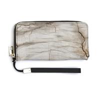 Jubonexis Spalted Wood PU Leather Clutch Long Bifold Wallet, Coin Purse Credit Pass Case, Durable Card-Holder Money Storage for Women Men