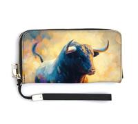 Jubonexis Spanish Bull PU Leather Clutch Long Bifold Wallet, Coin Purse Credit Pass Case, Durable Card-Holder Money Storage for Women Men