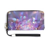 Jubonexis Sparkling Iridescent Rainbow Flower PU Leather Clutch Long Bifold Wallet, Coin Purse Credit Pass Case, Durable Card-Holder Money Storage for Women Men